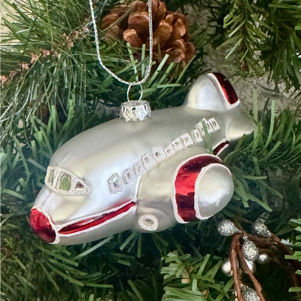 Glass Airplane Ornament